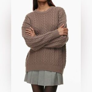 ARITZIA SUNDAY BEST PEGGY TAUPE MERINO WOOL/ORGANIC COTTON BLEND SWEATER SIZE M